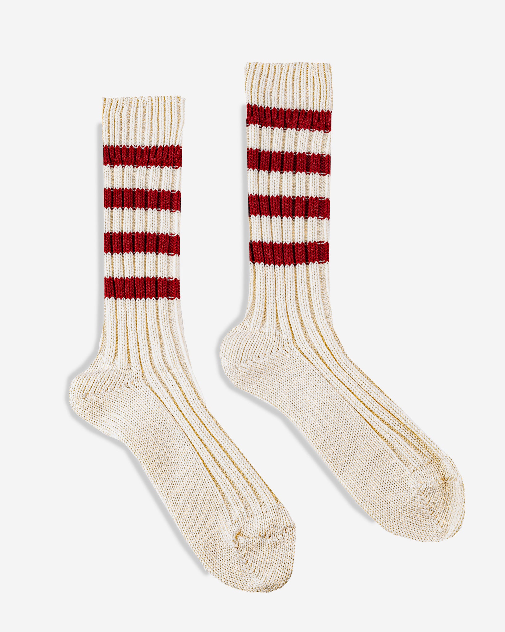 Decka Heavyweight Socks / Stripes - Ivory x Red