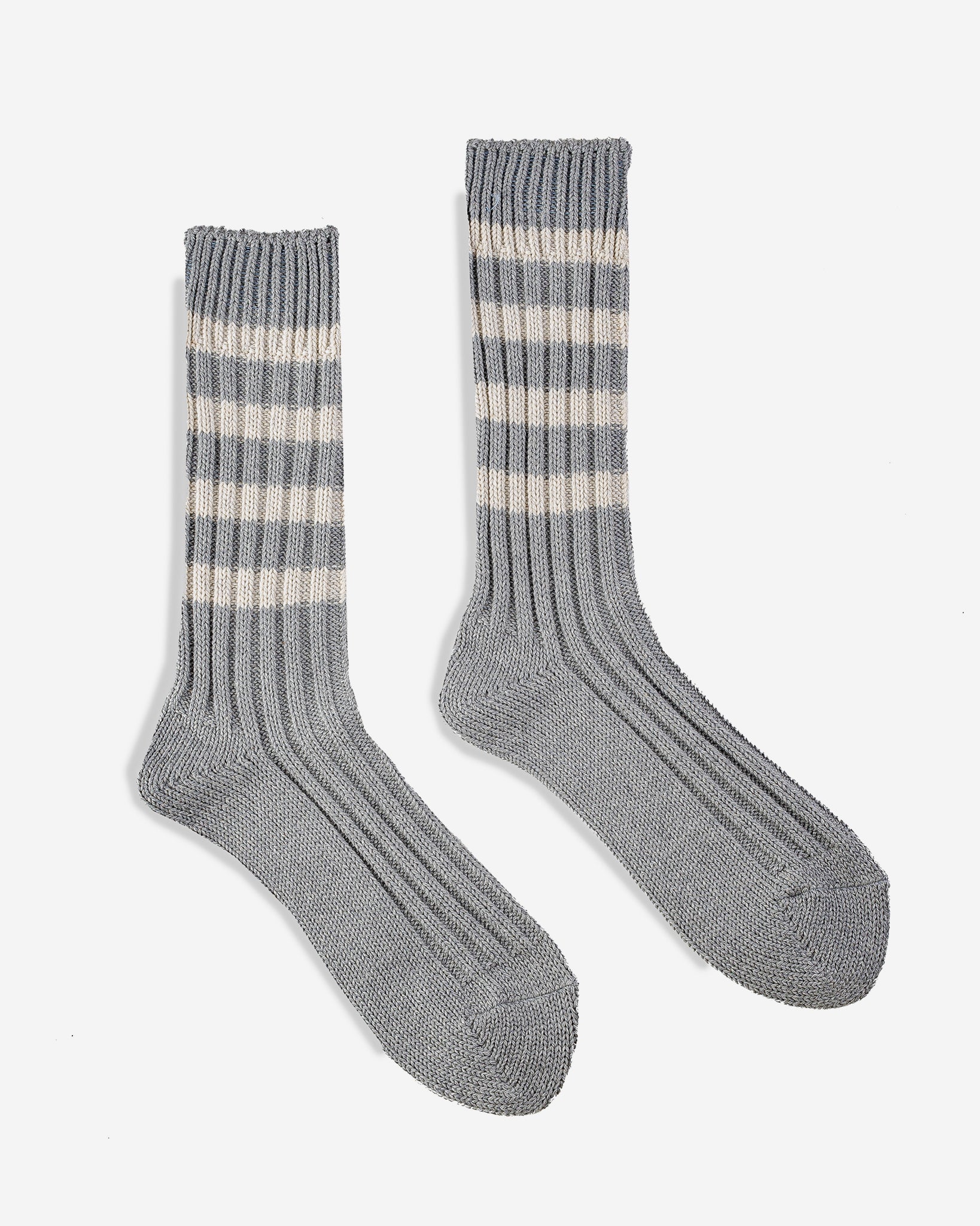 Decka Heavyweight Socks / Stripes - Grey x Ivory