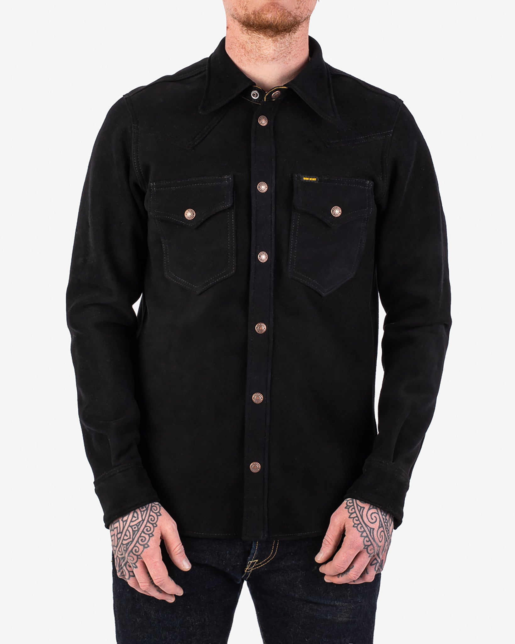 Deerskin Western Shirt 'The Big Buck' - Black