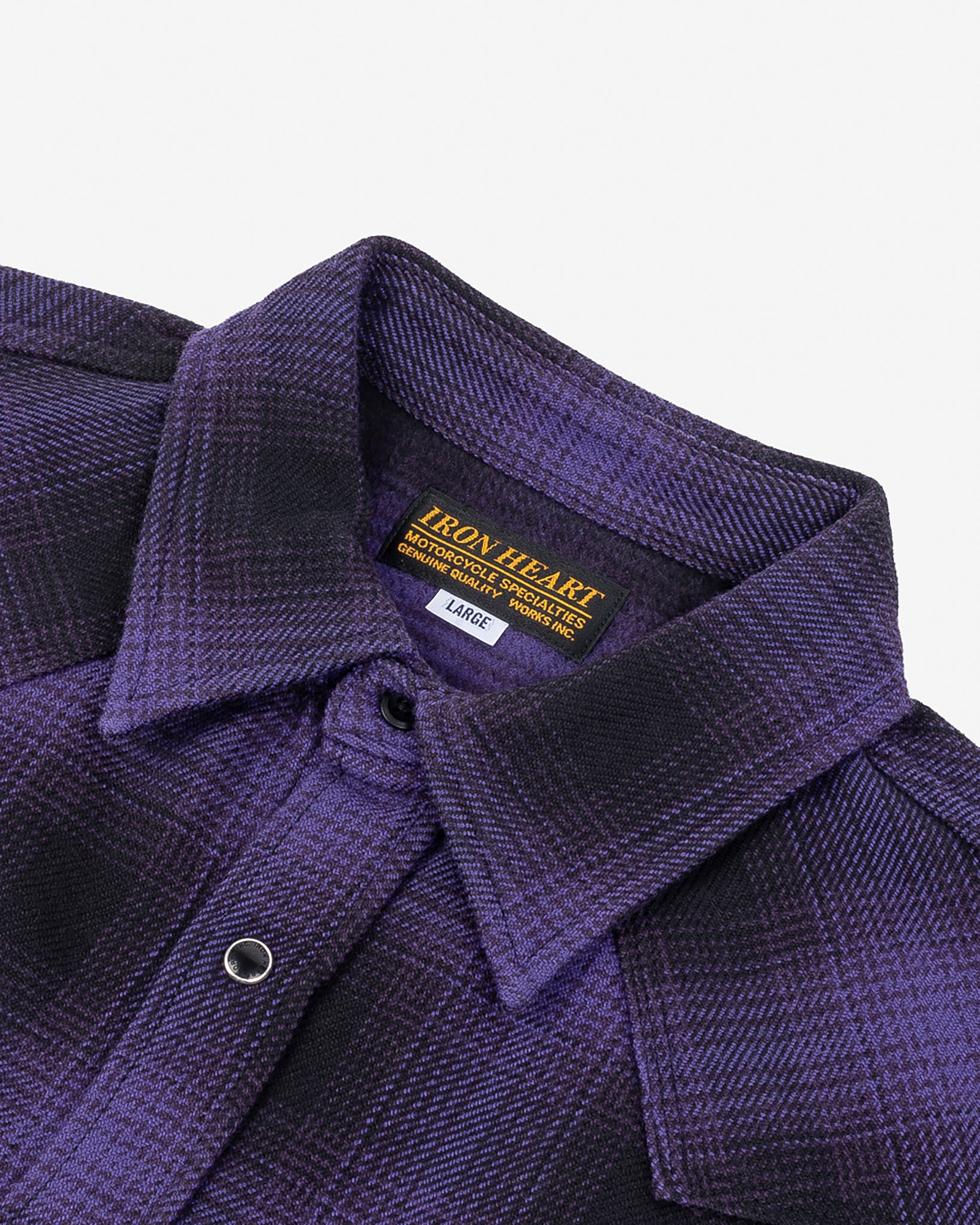 Ultra Heavy Flannel Ombré Check Western Shirt - Purple/Black