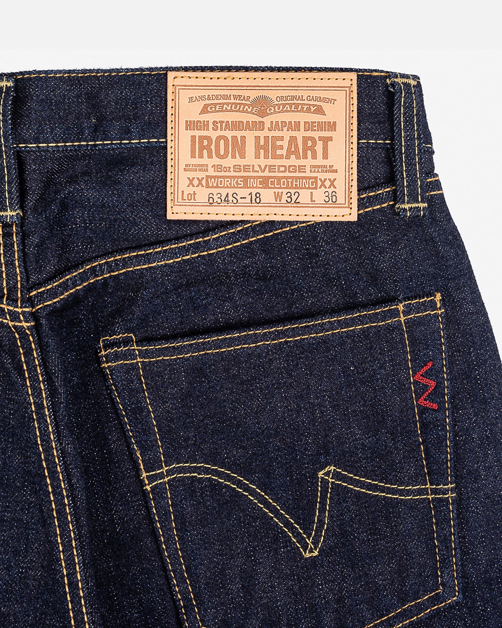 Denim - Vintage Straight 18oz Iron Selvedge Heart IH-634S-18 Cut 
