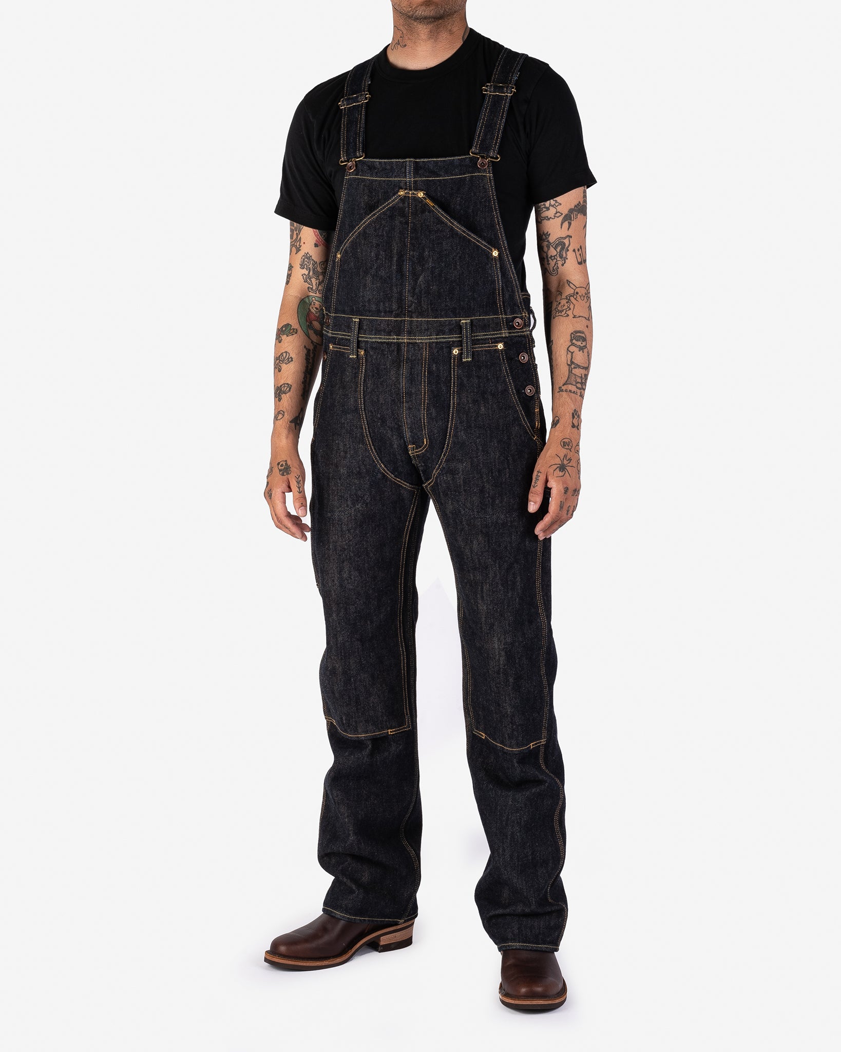 21oz Selvedge Denim Double Knee Overalls - Indigo