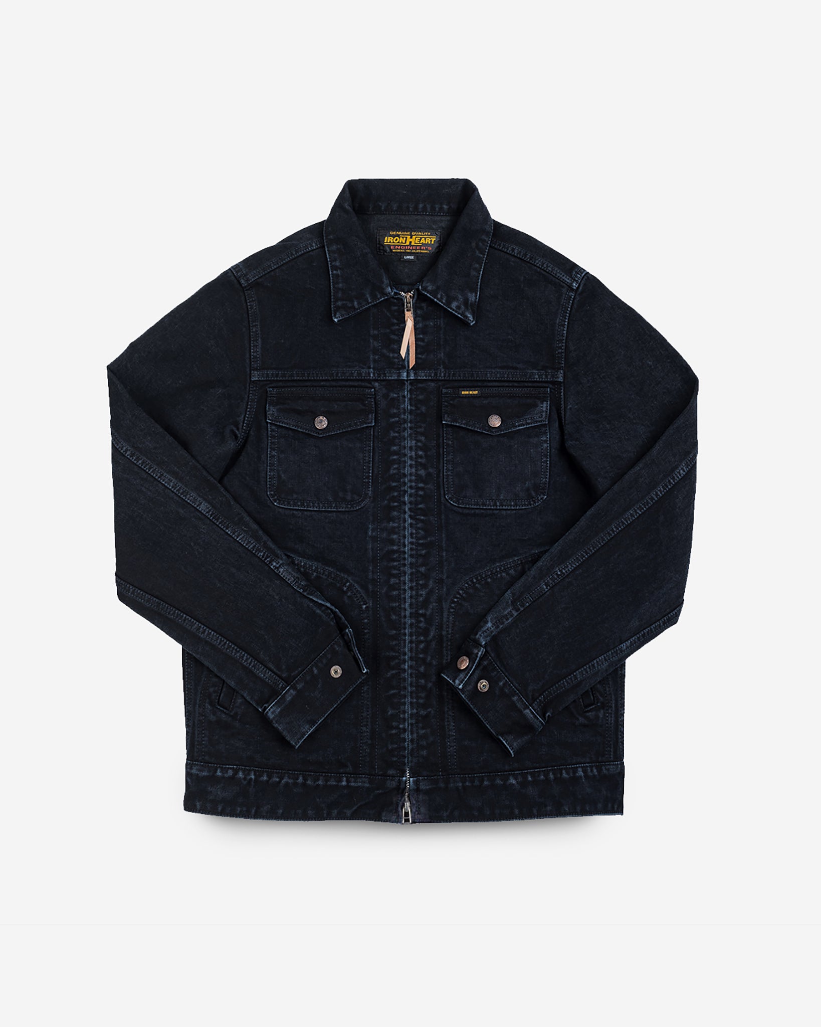 14oz Broken Twill Selvedge Denim Work Jacket - Indigo Overdyed Black
