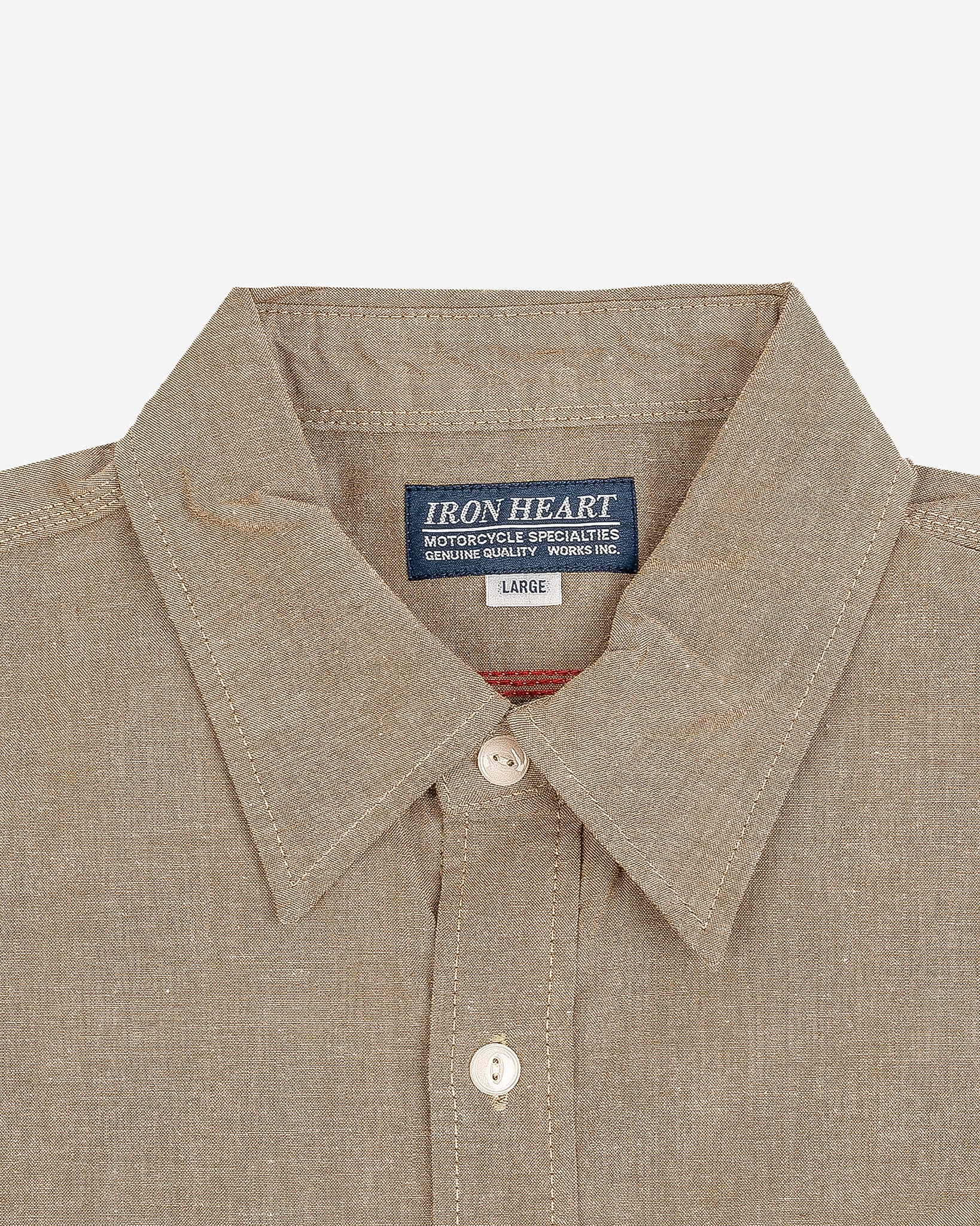 Iron Heart - 10oz Selvedge Chambray Work Shirt - Khaki