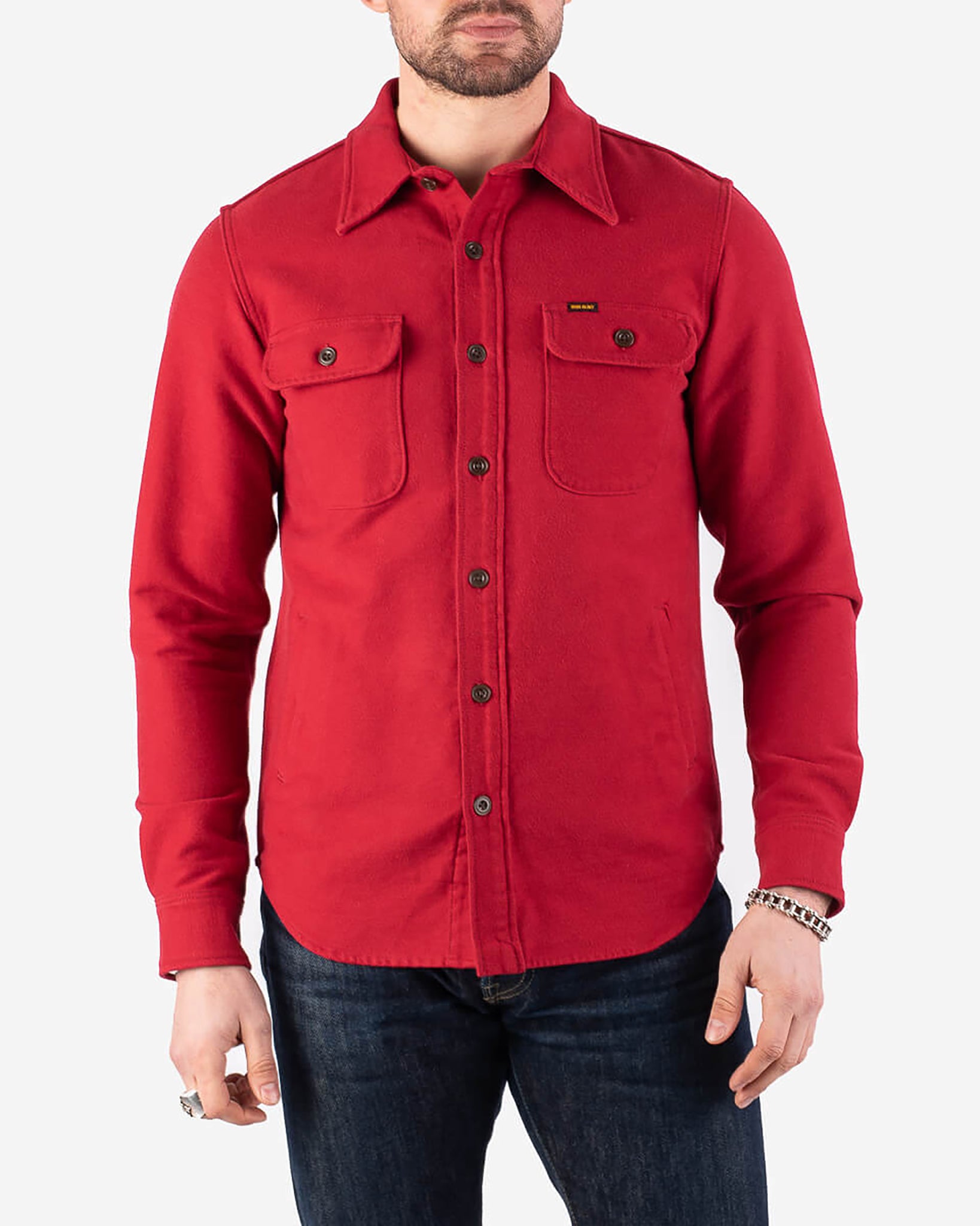 13oz Heavy Solid Flannel CPO Shirt - Red