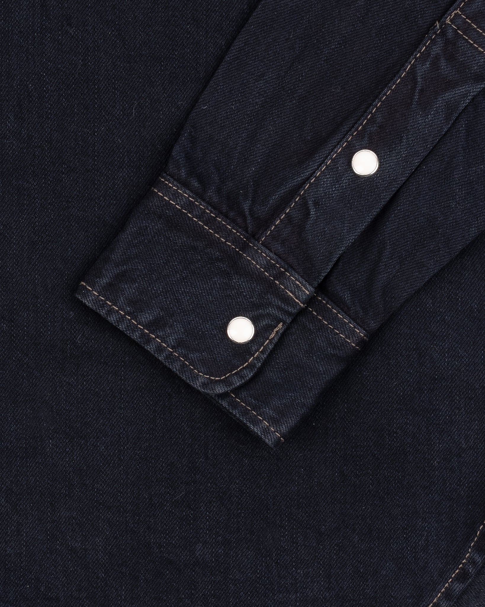 12oz Selvedge Denim Work Shirt With Snaps - Indigo Overdyed Black