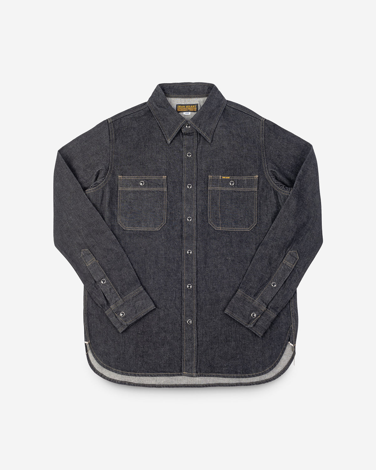 12oz Selvedge Denim Work Shirt With Snaps - Black