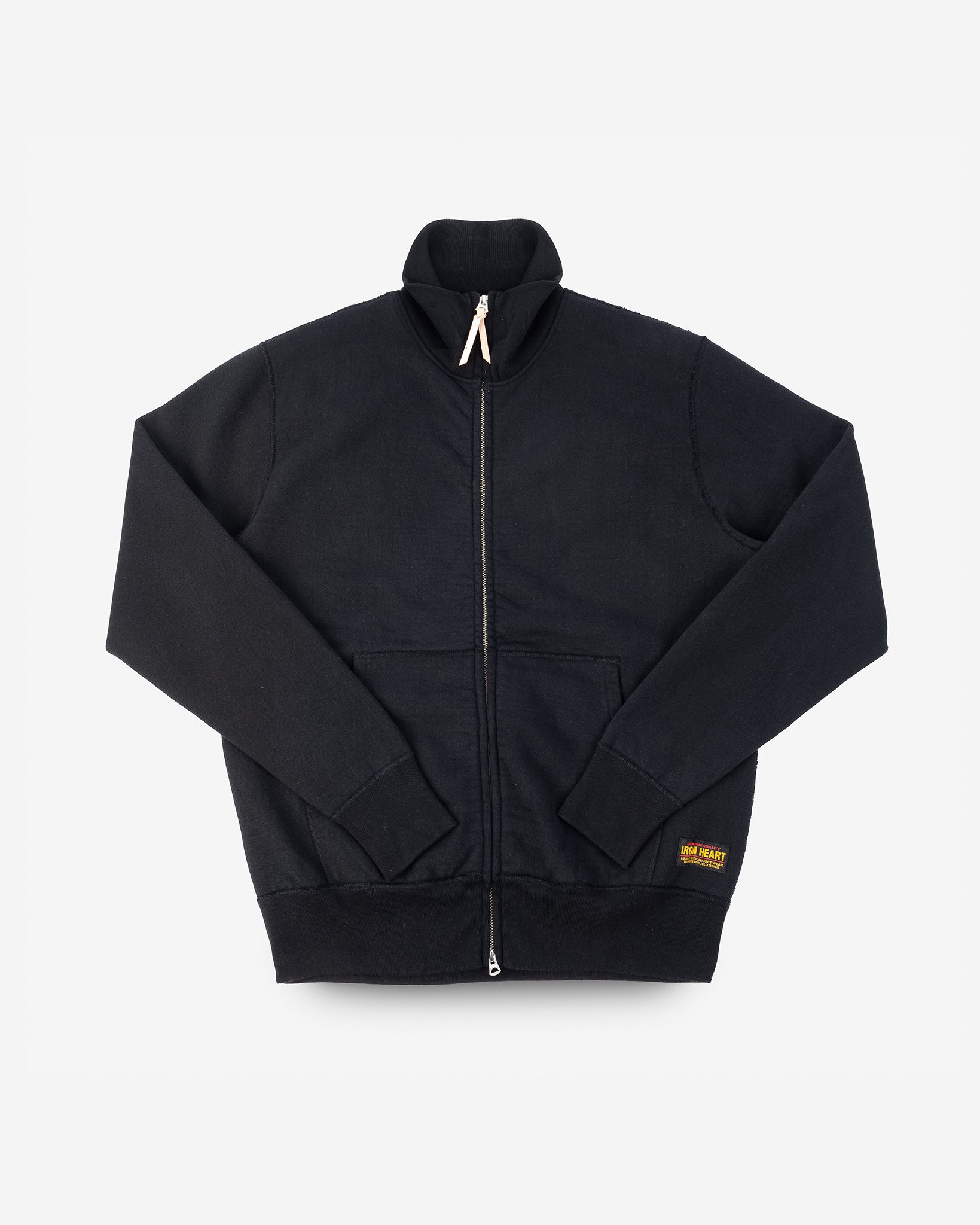 14oz Ultra Heavyweight Loopwheel Cotton Zip Up Sweater - Black