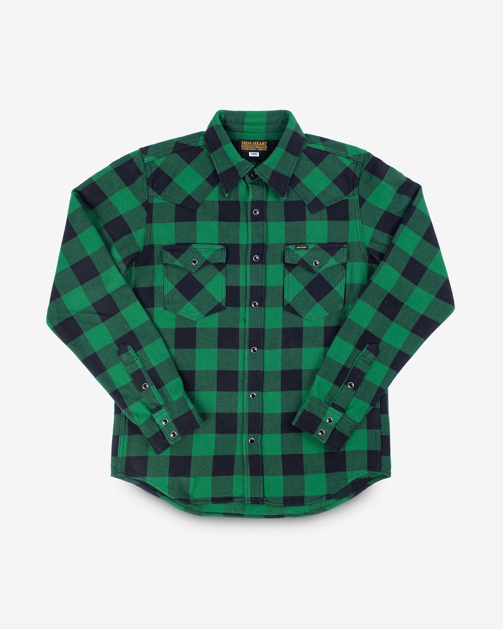 Ultra Heavy Flannel Buffalo Check Western Shirt - Green/Black