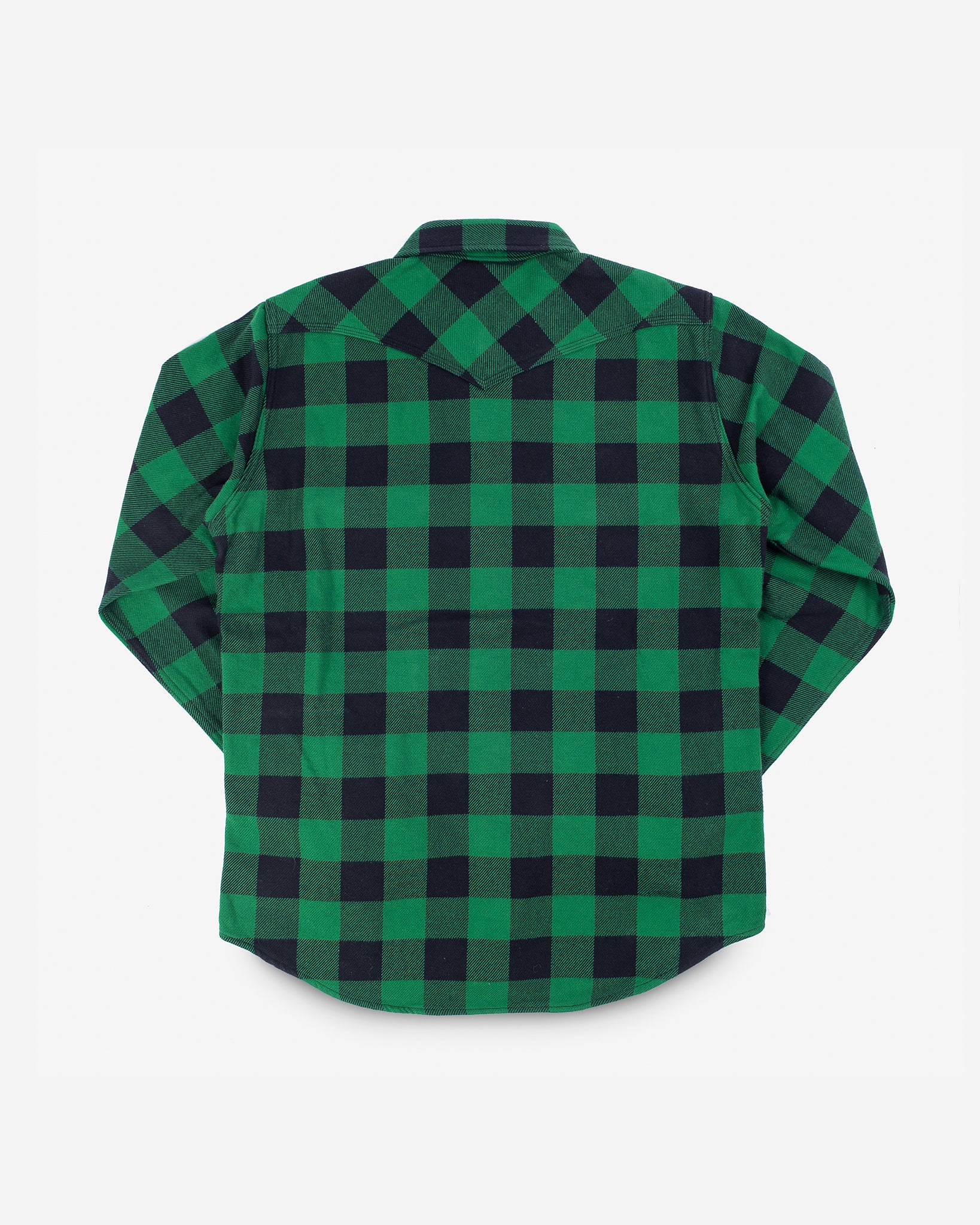 Ultra Heavy Flannel Buffalo Check Western Shirt - Green/Black