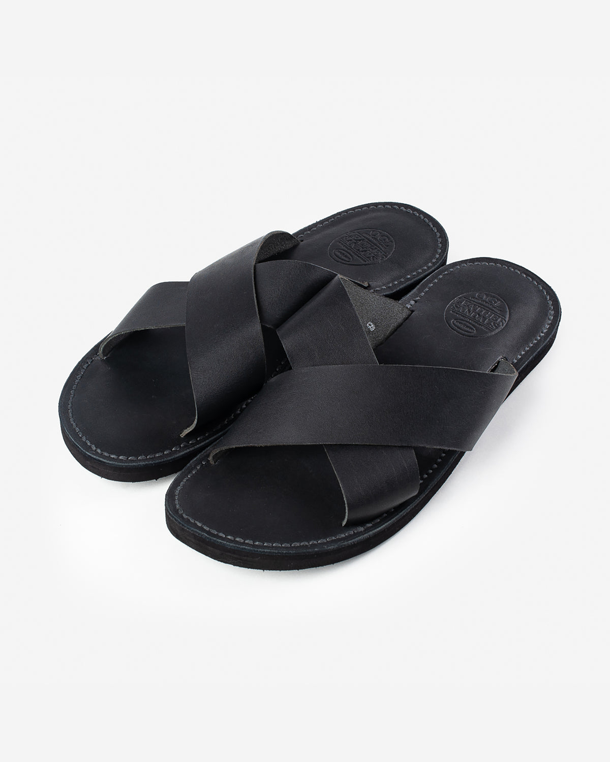 OGL X Dr. Sole Leather Cross Sandals - Black