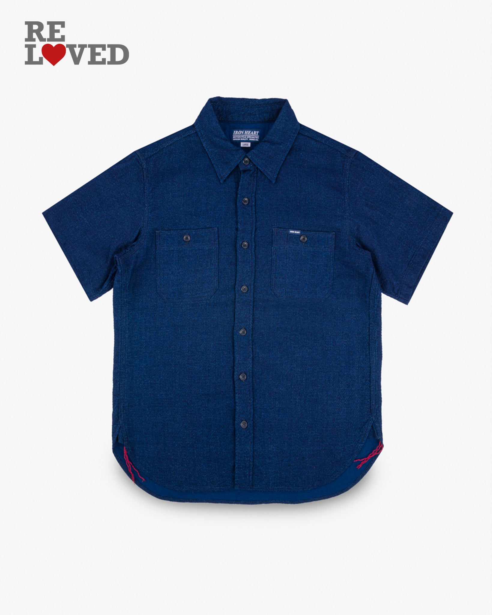 5oz Double Gauze Short Sleeved Work Shirt - Indigo (IHSH-417-IND) Size Large