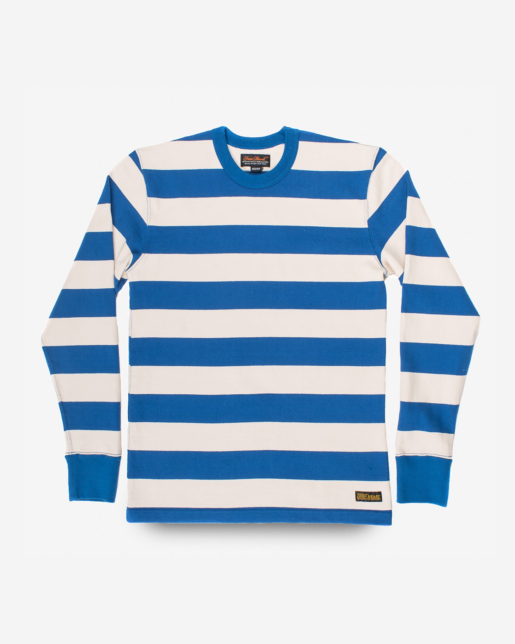 11oz  Knitted Cotton Long-Sleeved Sweater - Blue/White
