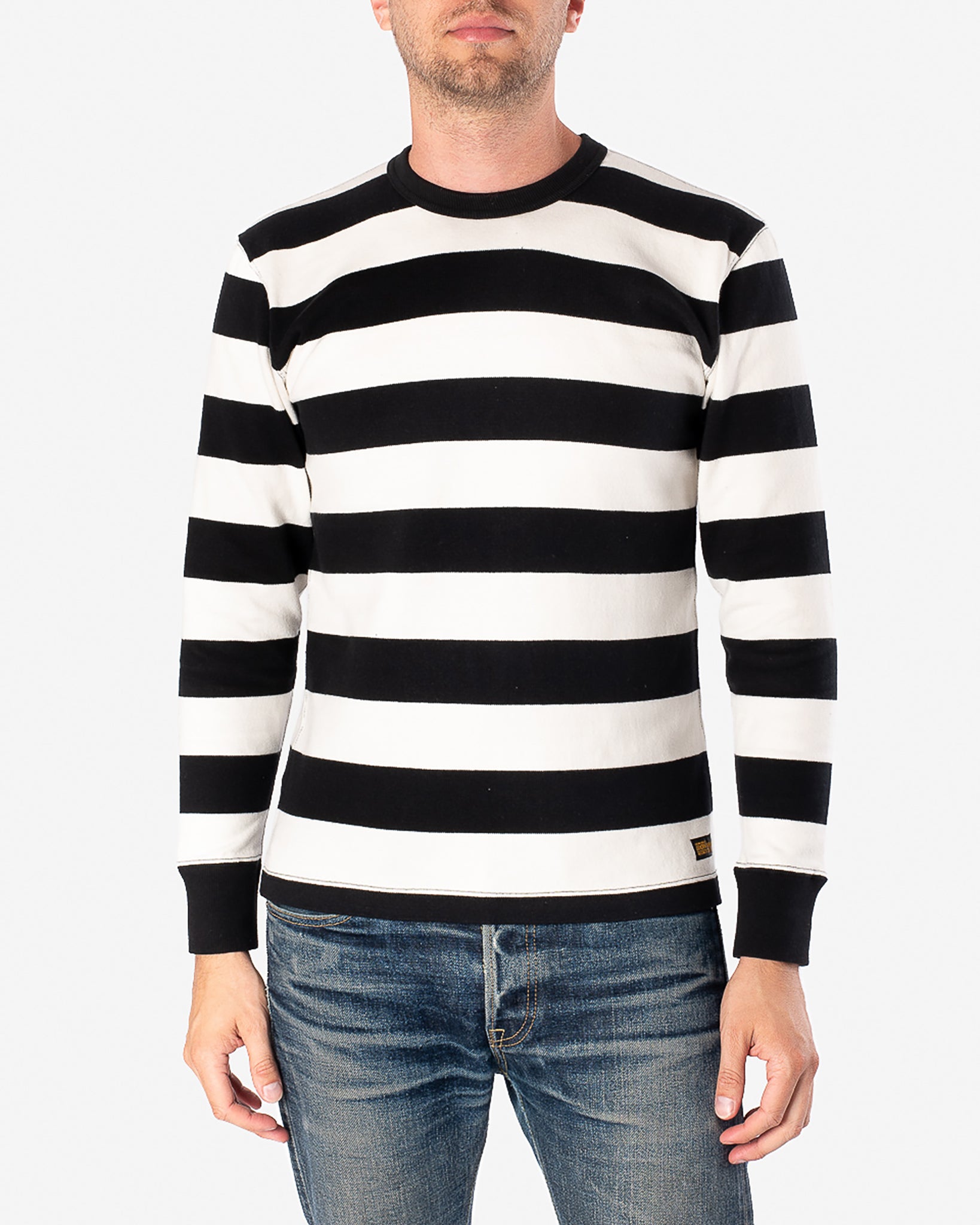 11oz Cotton Knit Long-Sleeved Sweater - Black/White