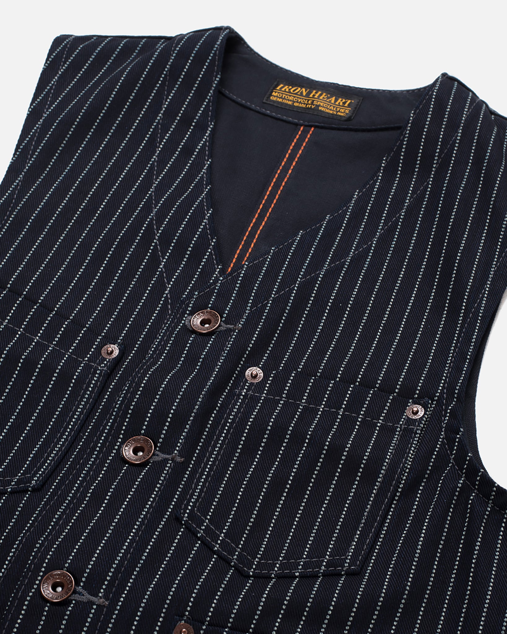 Iron Heart Japanese 12oz Wabash/Duck Work Vest - Indigo/Navy