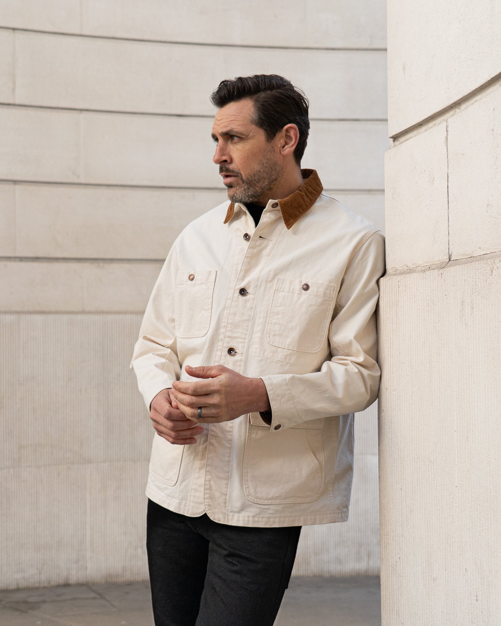10oz Kurashikizome® Organic Cotton Duck Chore Jacket - Ivory