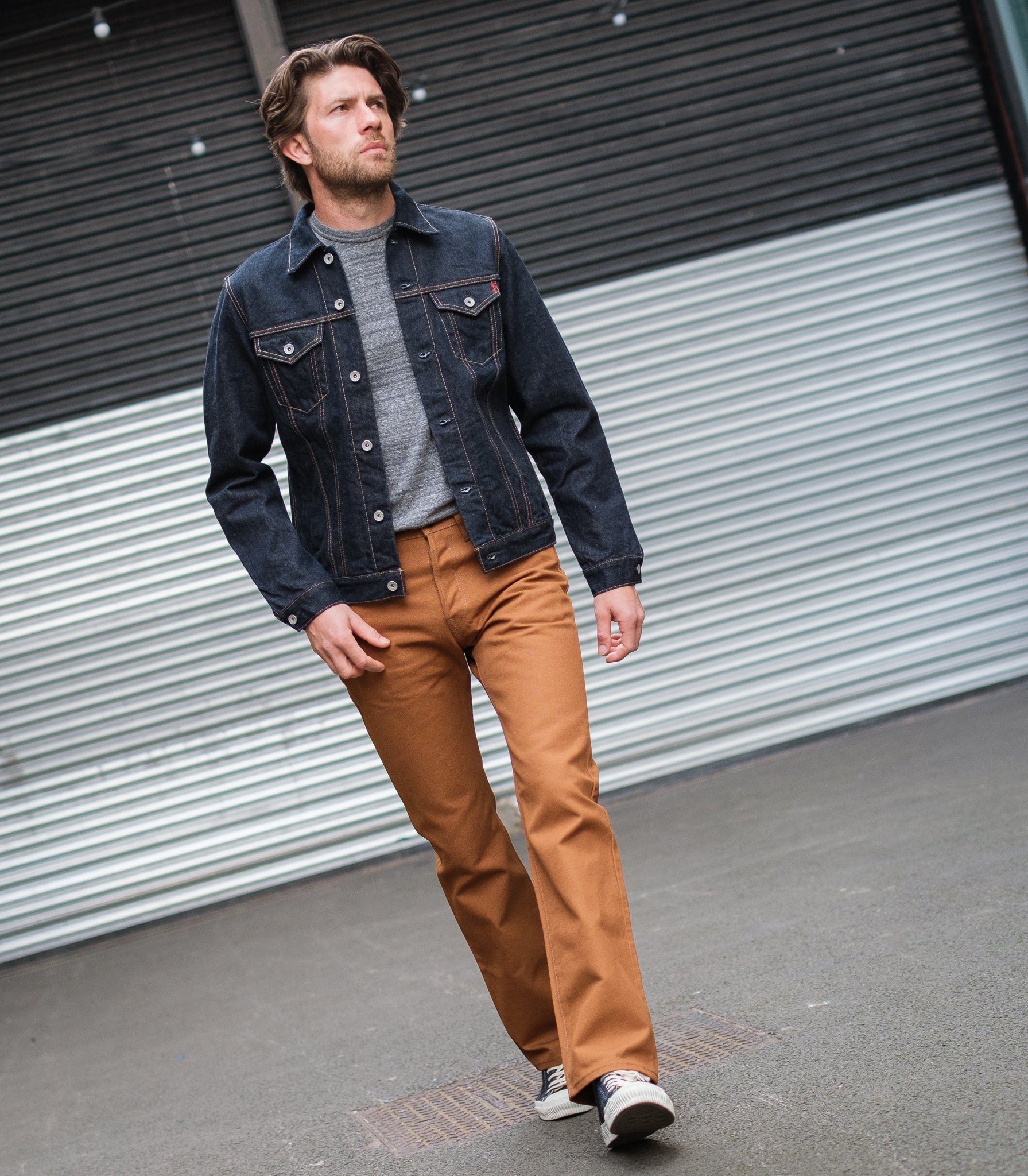 Iron Heart 17oz Duck Slim Straight Cut Jeans - Brown