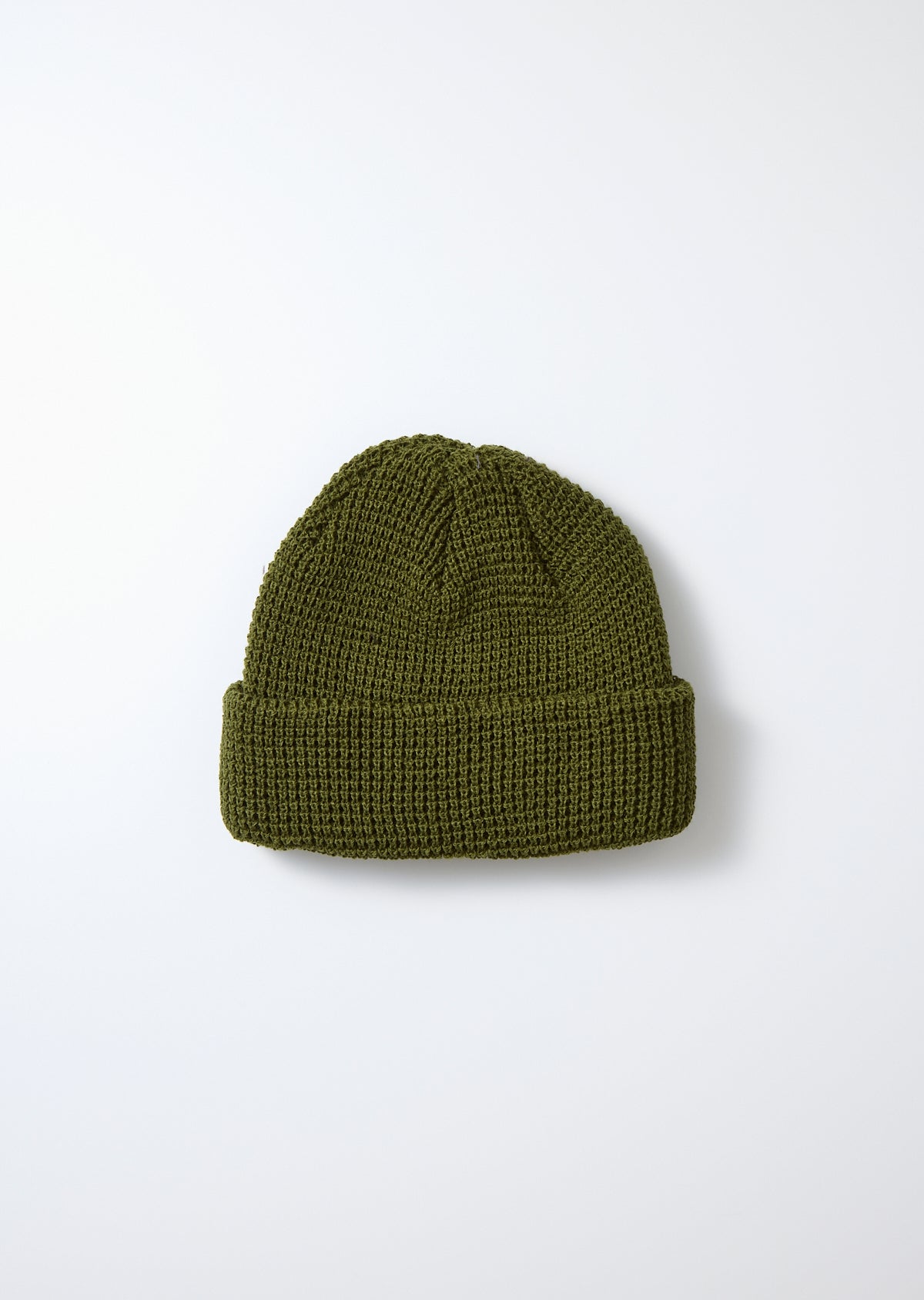 Cotton Waffle Knit Watch Cap Olive Green