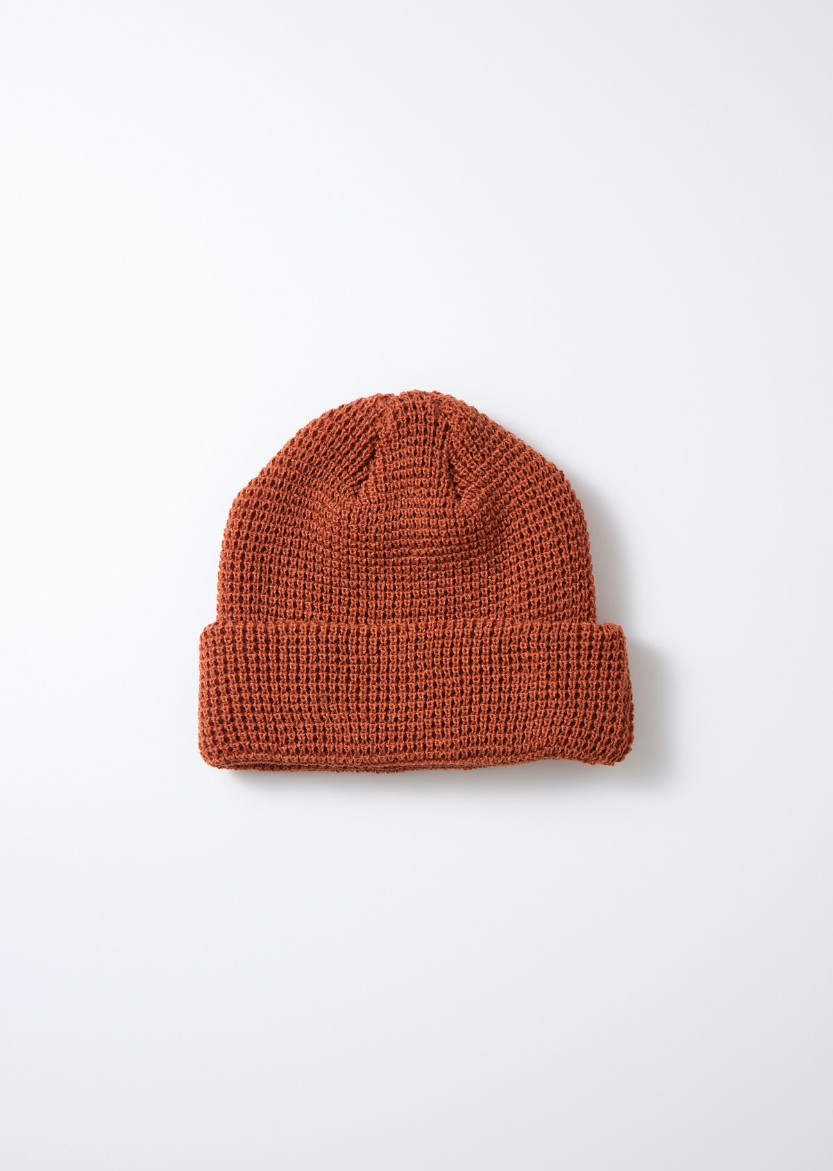 Cotton Waffle Knit Watch Cap Terracotta