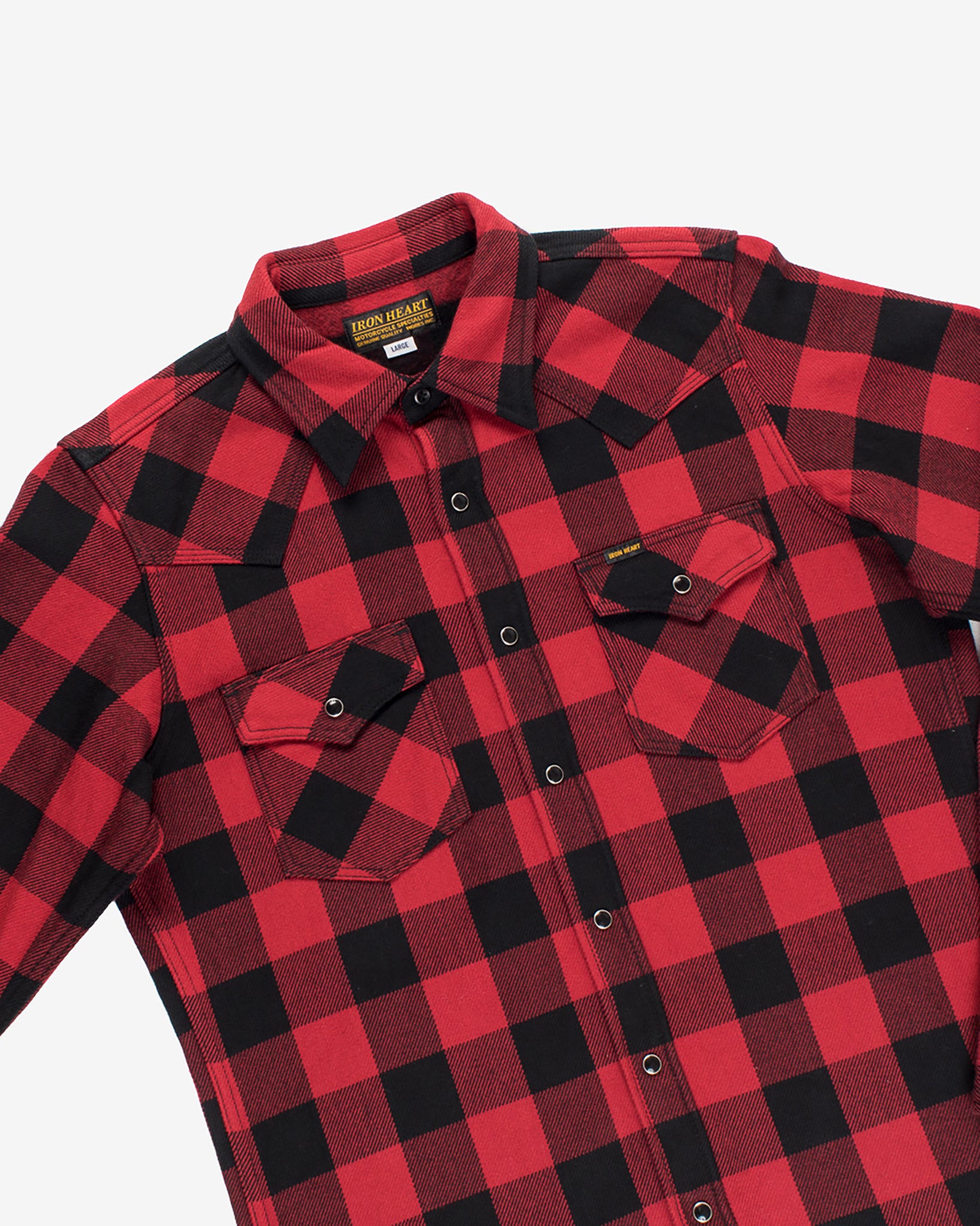 Ultra Heavy Flannel Buffalo Check Western Shirt - Red/Black