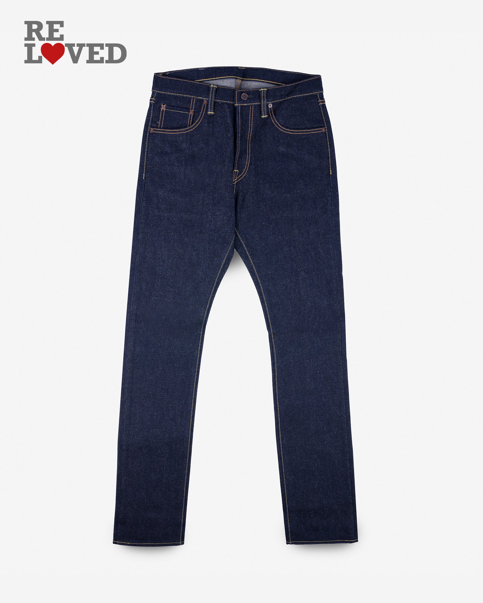 21/23oz Ultra Heavy Raw Selvedge Denim Slim Cut Jeans - Indigo (IH-555s-UHR) Tag 30, Hemmed to 34.0"