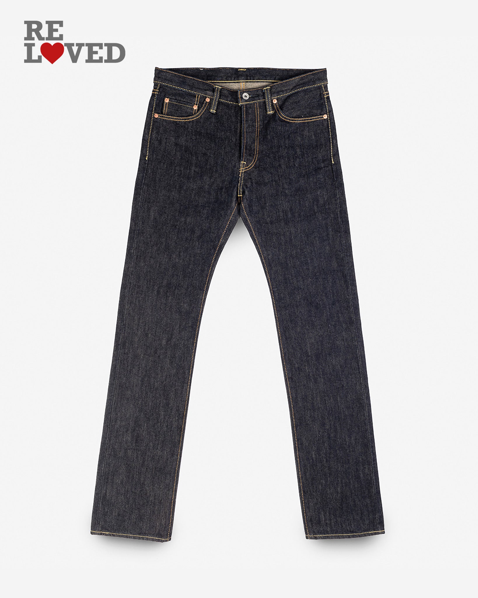 21oz Selvedge Denim Slim Straight Cut Jeans - Indigo (IH-666S-21) Tag 29, Hemmed to 34.0"