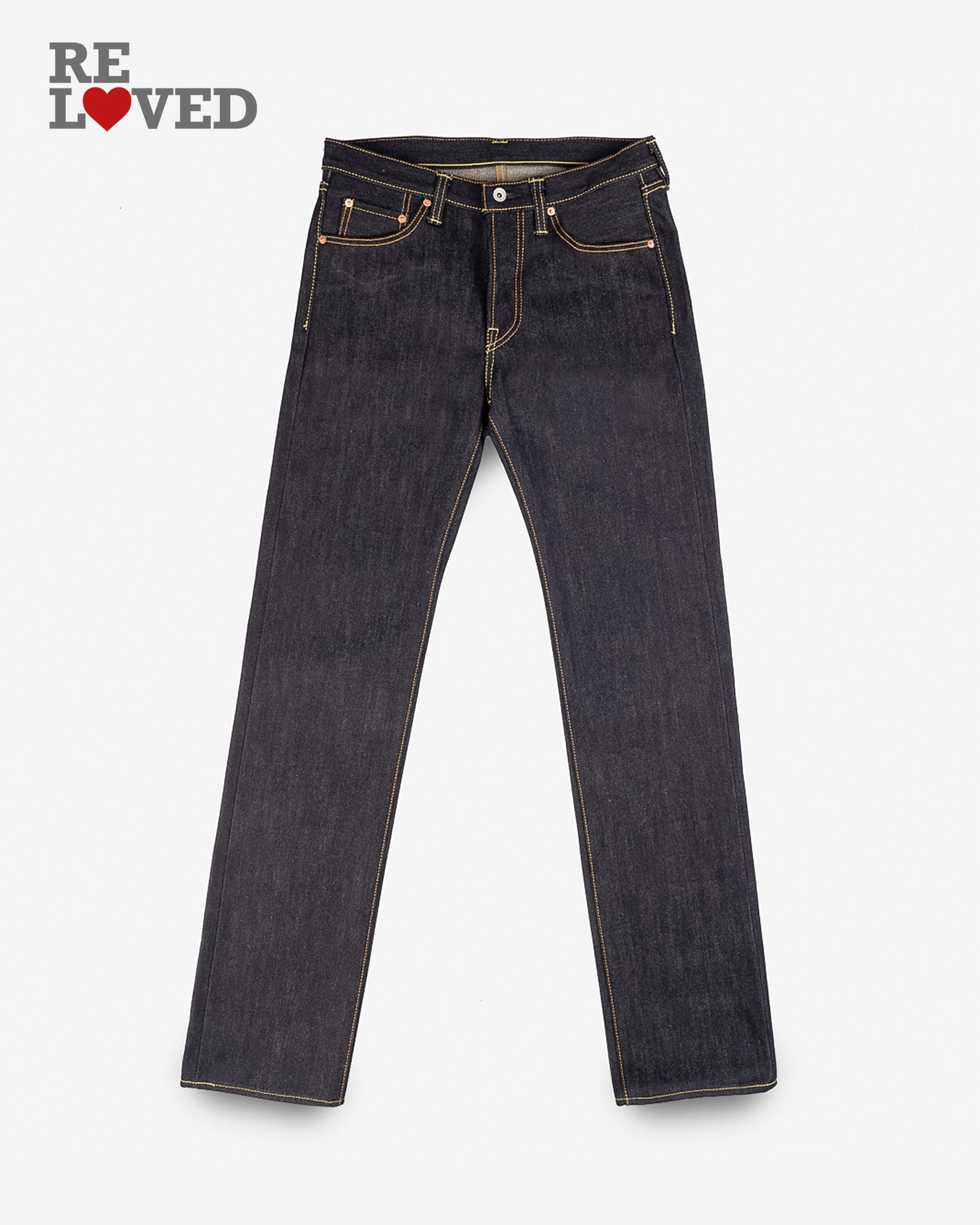 25oz Selvedge Denim Slim Straight Cut Jeans - Indigo (IH-666-XHS) Tag 29, Hemmed to 32.0"