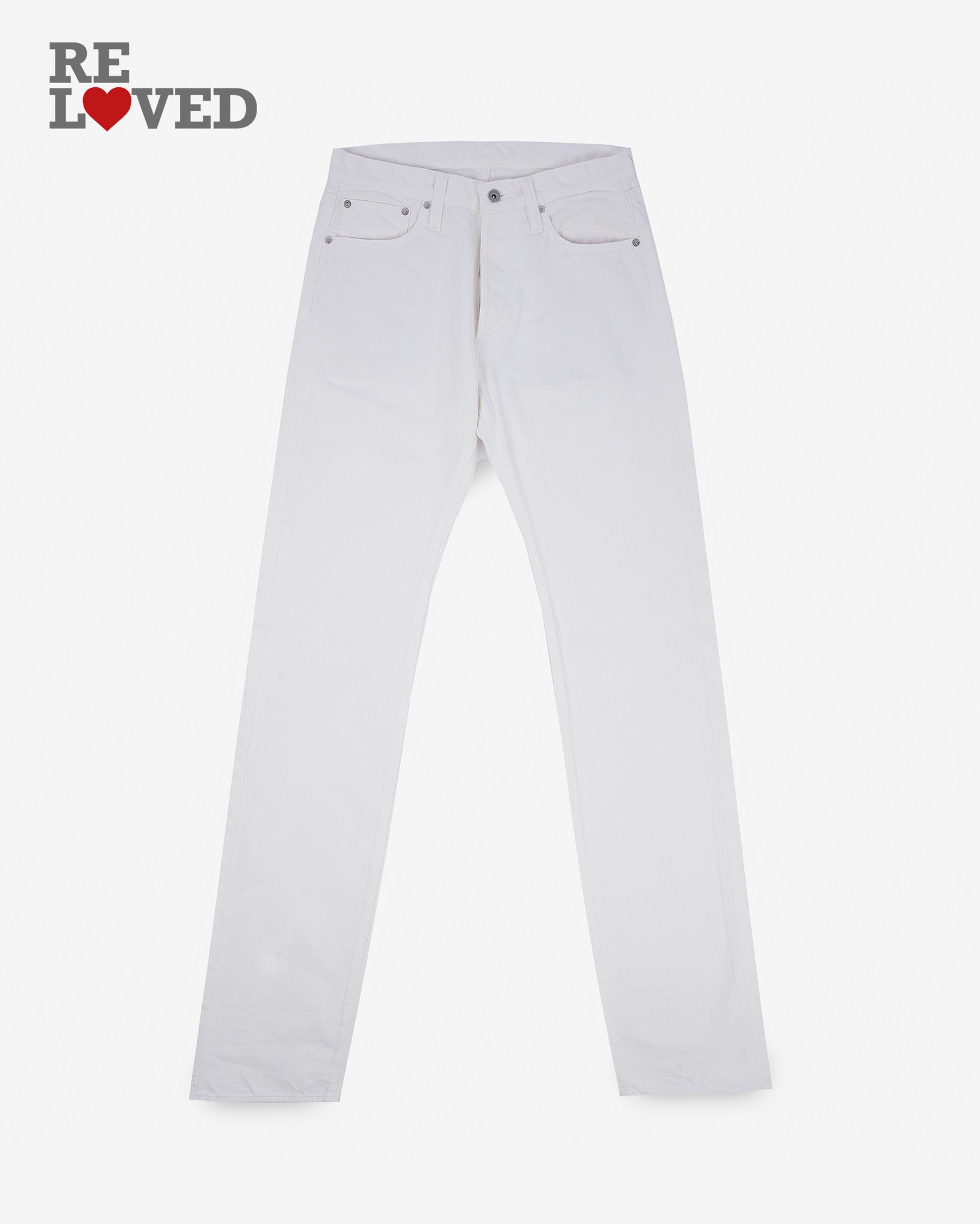 13.5oz Denim Straight Cut Jeans - White (IH-634-WT) Tag 35, Hemmed to 30.0"