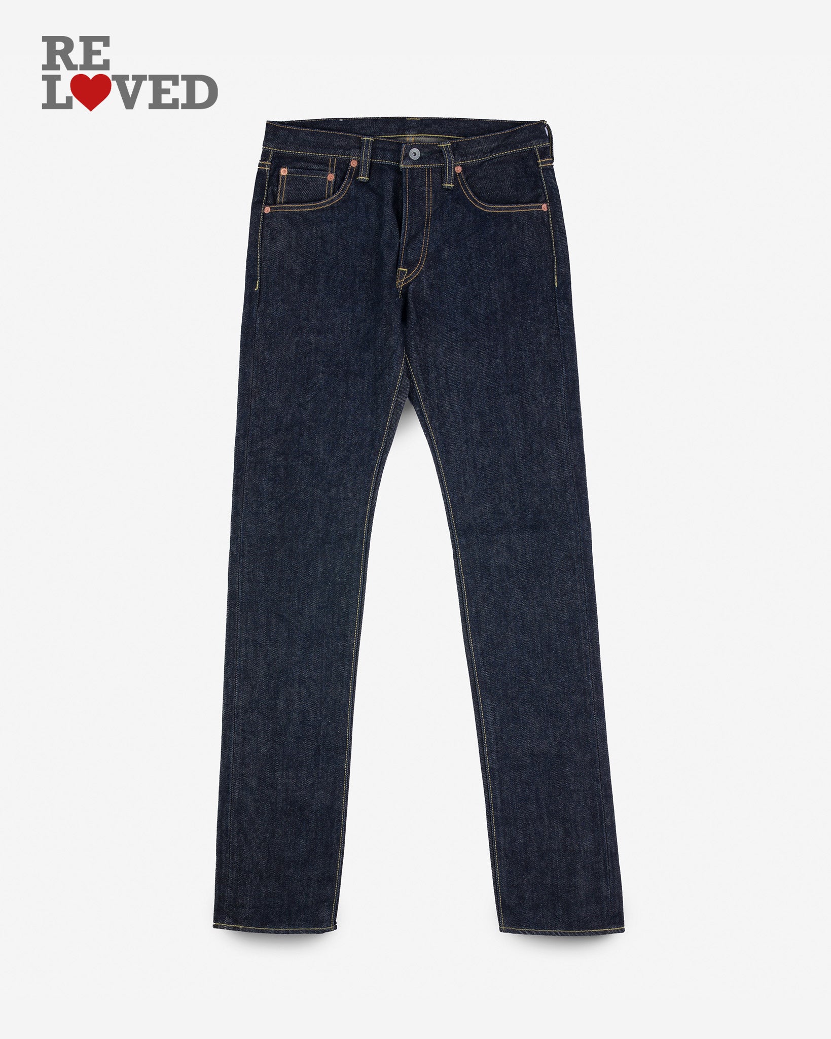 21oz Selvedge Denim Slim Tapered Cut Jeans - Indigo (IH-777S-21) Tag 28, Hemmed to 30.0"