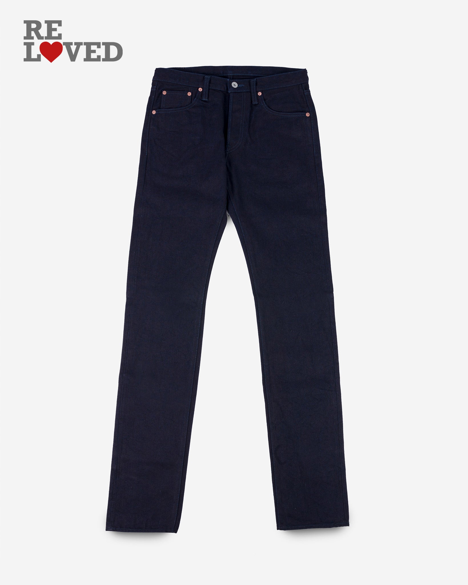 14oz Selvedge Denim Slim Tapered Cut Jeans - Indigo/Indigo (IH-777s-14ii) Tag 33, Hemmed to 31.0"