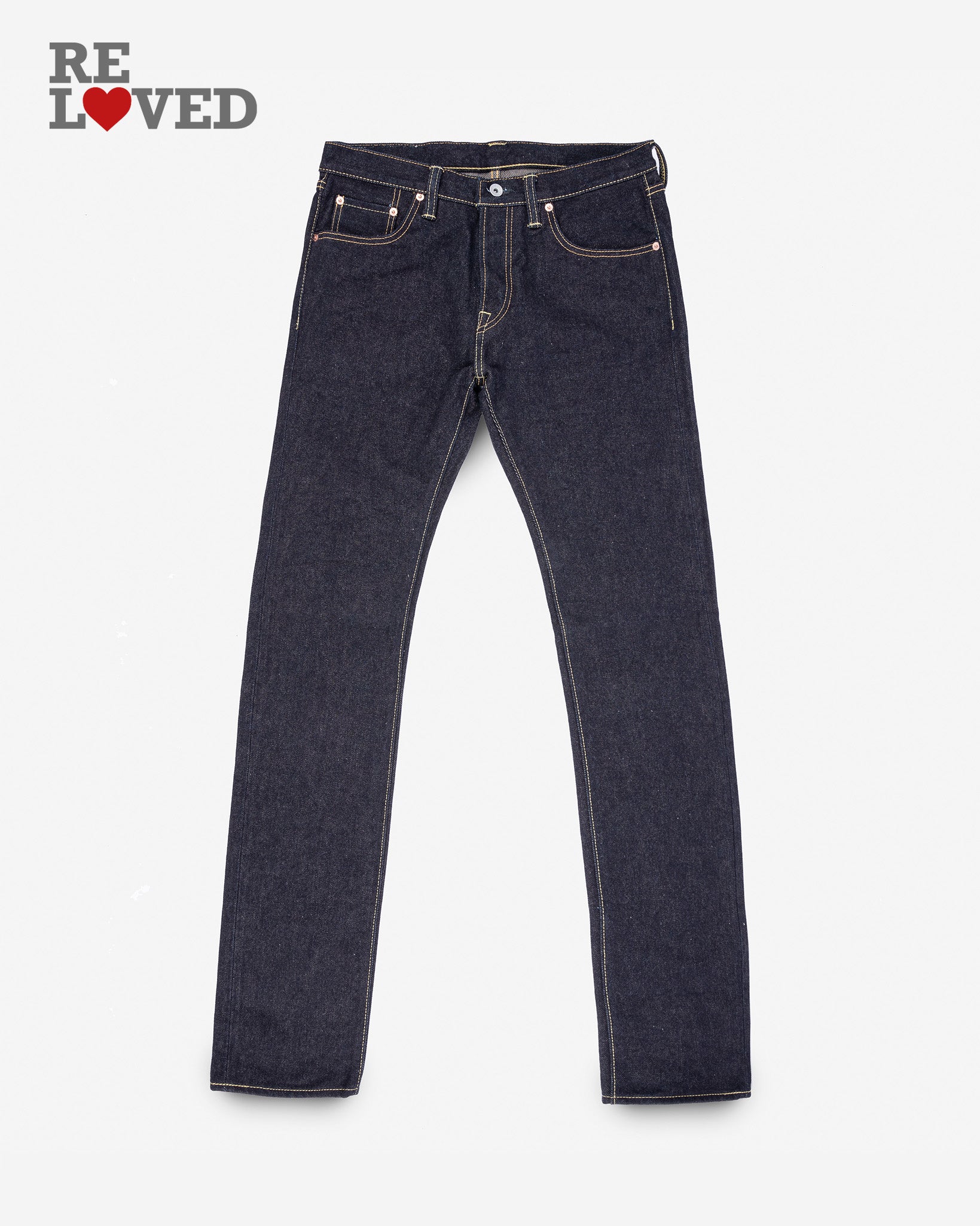 19oz Left Hand Twill Selvedge Denim Slim Tapered Cut Jeans - Indigo (IH-777s-19L) Tag 33 Hemmed to 31.0"