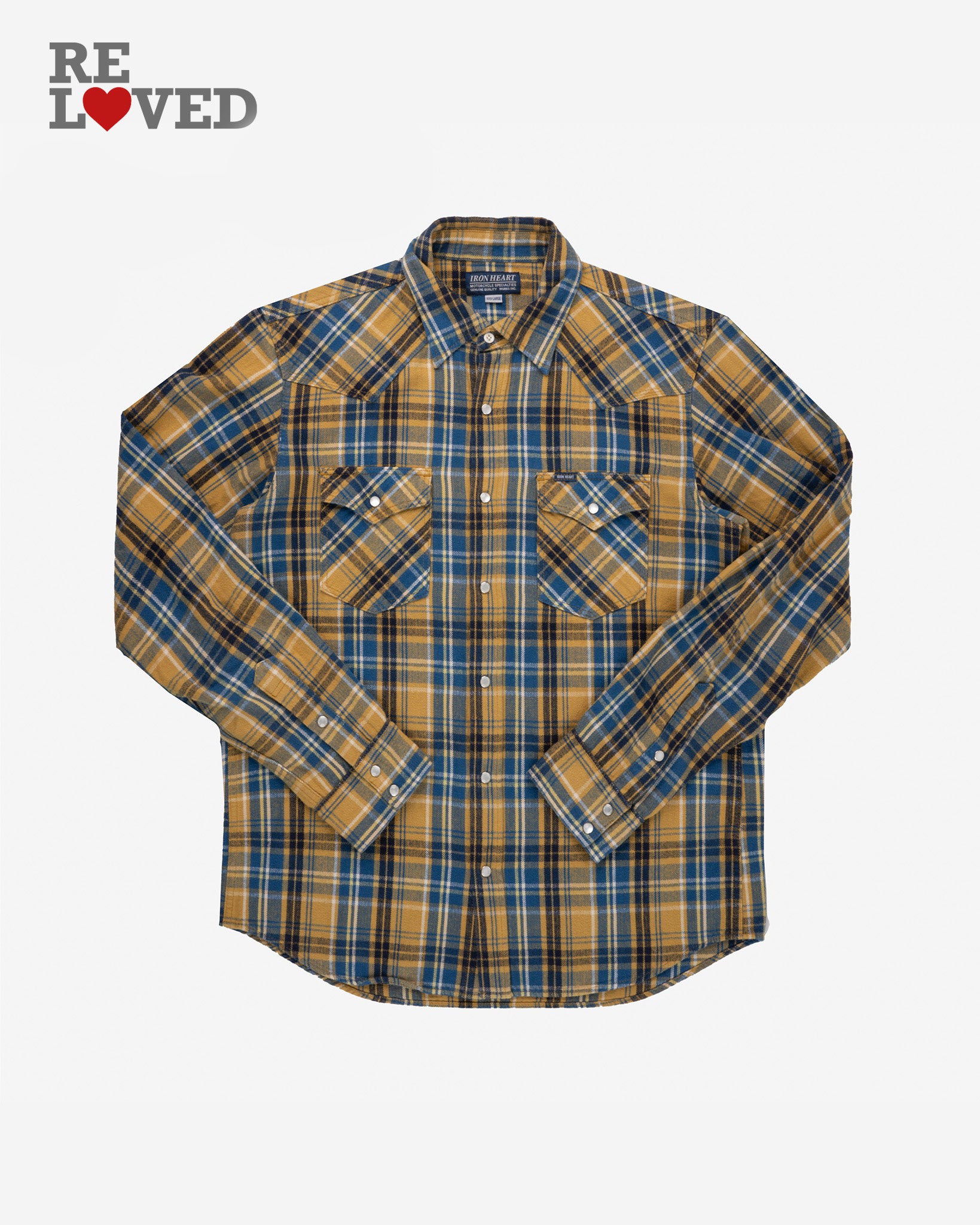 10oz Mini Herringbone Flannel Western Shirt - Yellow (IHSH-137-YB) Size XXXL