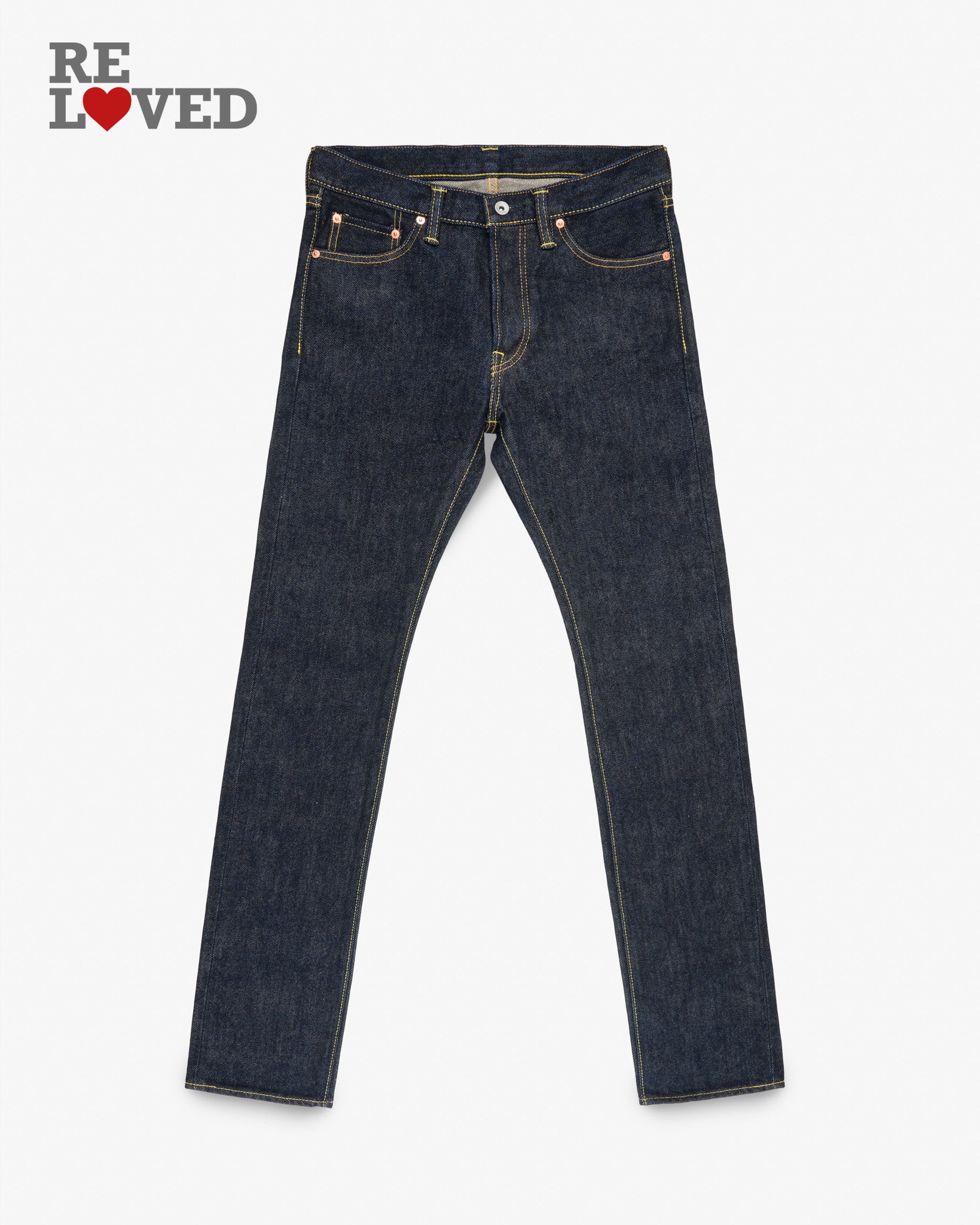 21oz Selvedge Denim Slim Cut Jeans - Indigo (IH-555s-21) Tag 36, Hemmed 32.5"