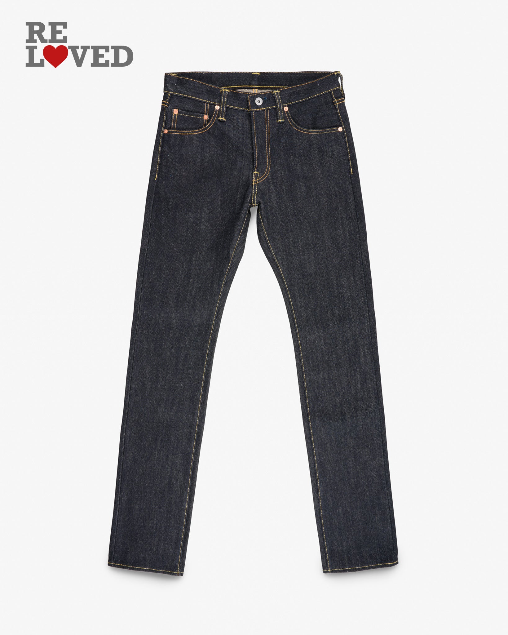 25oz Selvedge Denim Slim Tapered Cut Jeans - Indigo (IH-777-XHS) Tag 28, Hemmed to 32.0"