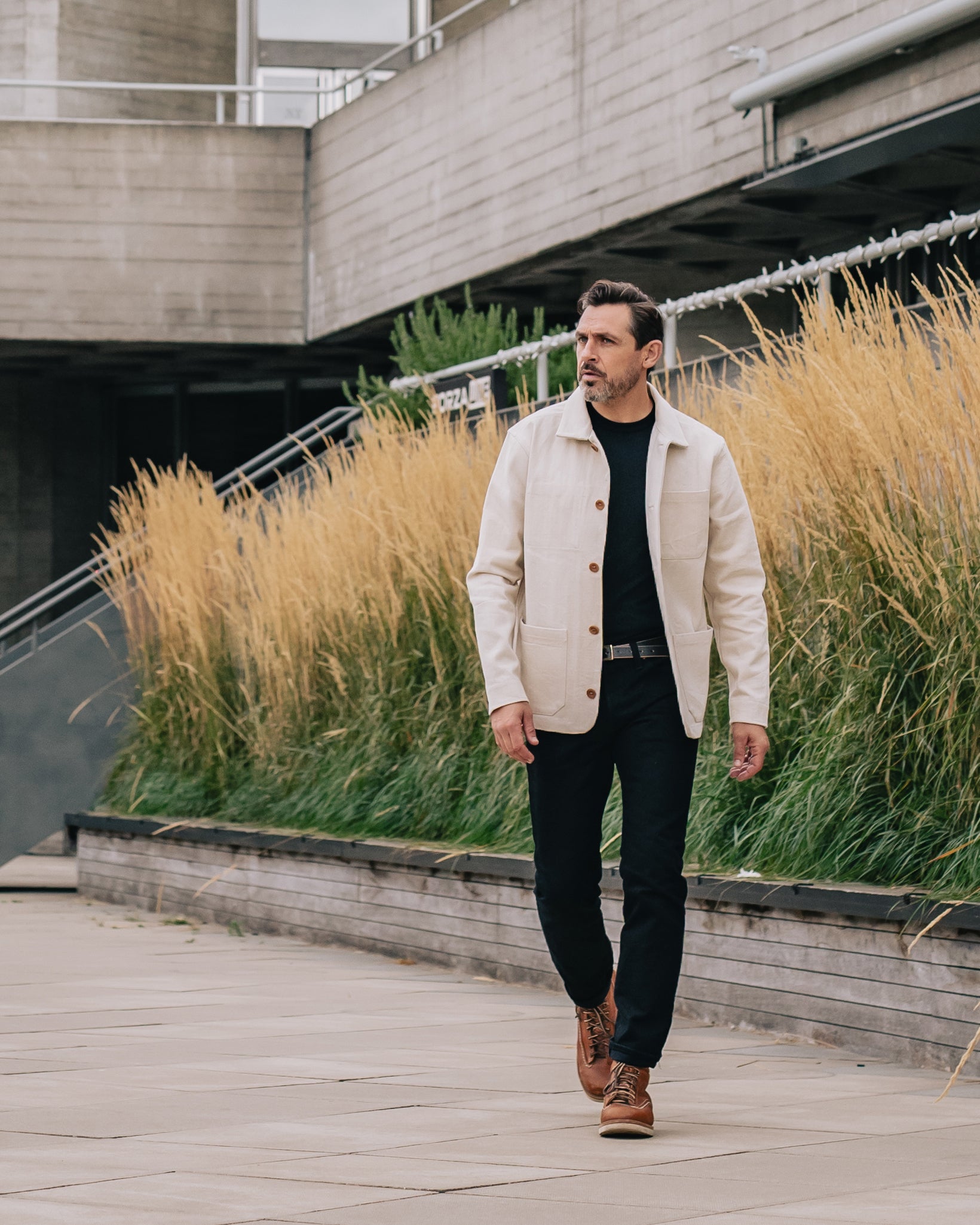 STF 11.5oz Undyed Bull Denim Chore Jacket - Ecru