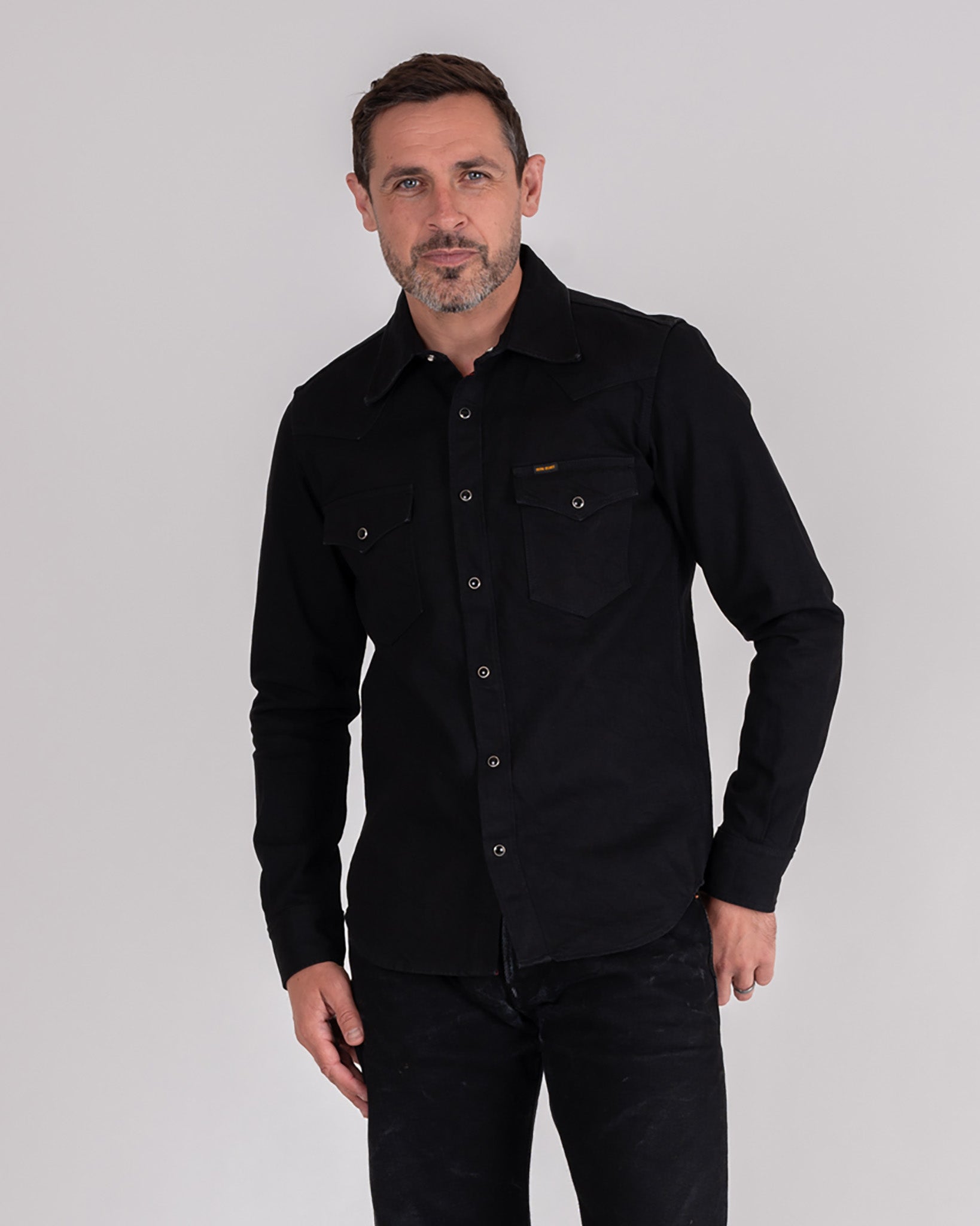 13.5oz Denim Western Shirt - Black – Iron Heart