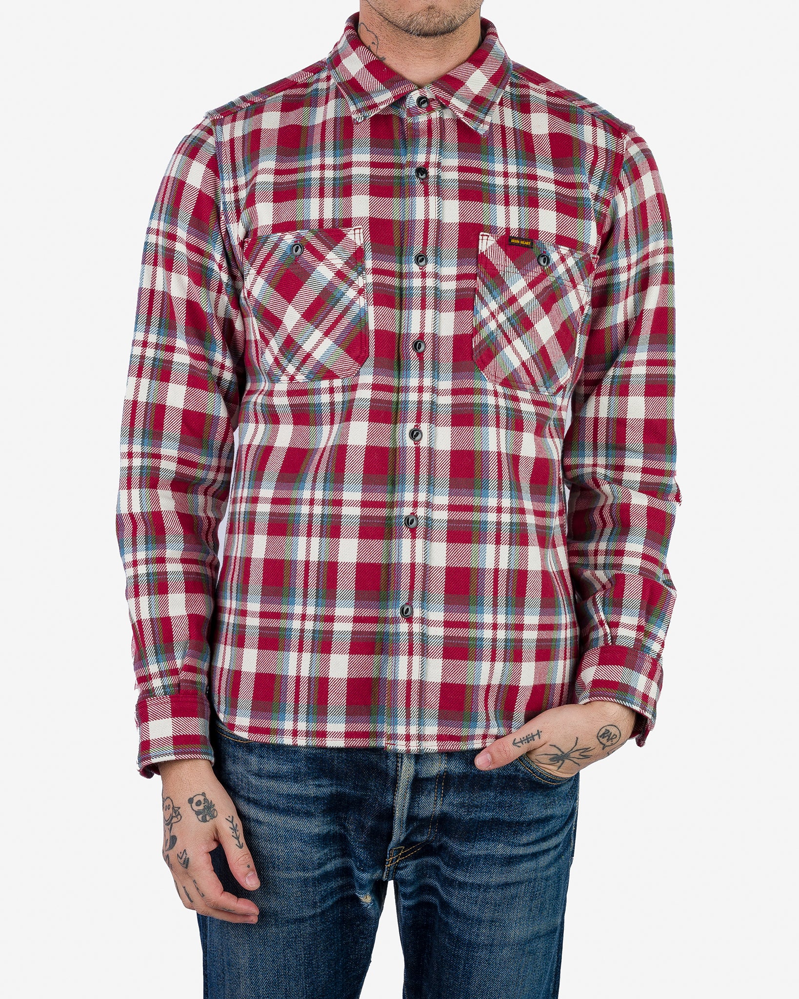 Ultra Heavy Flannel Crazy Check Work Shirt - Red