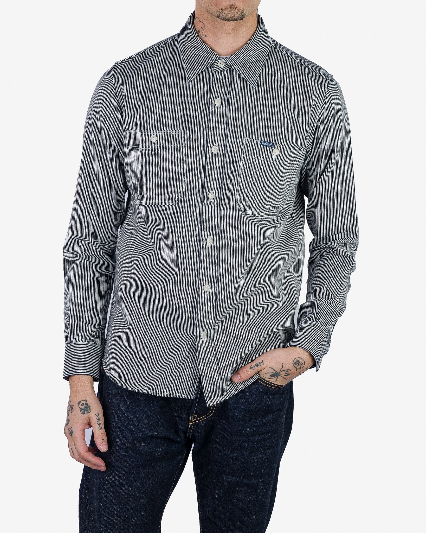8oz Herringbone Hickory Stripe Work Shirt - Indigo