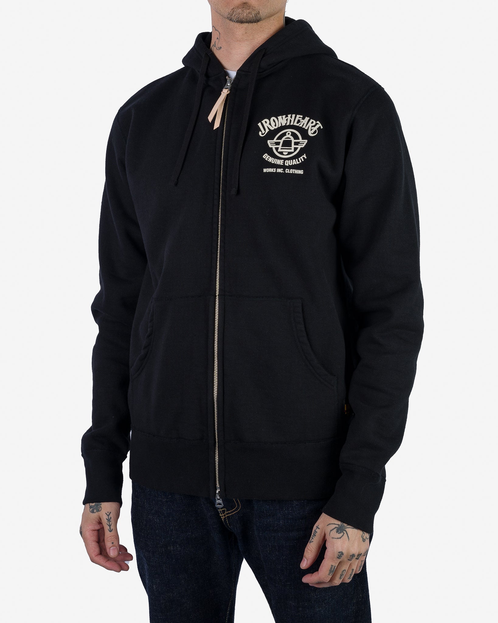 14oz Ultra Heavyweight Loopwheel Printed Hooded Sweat – Black