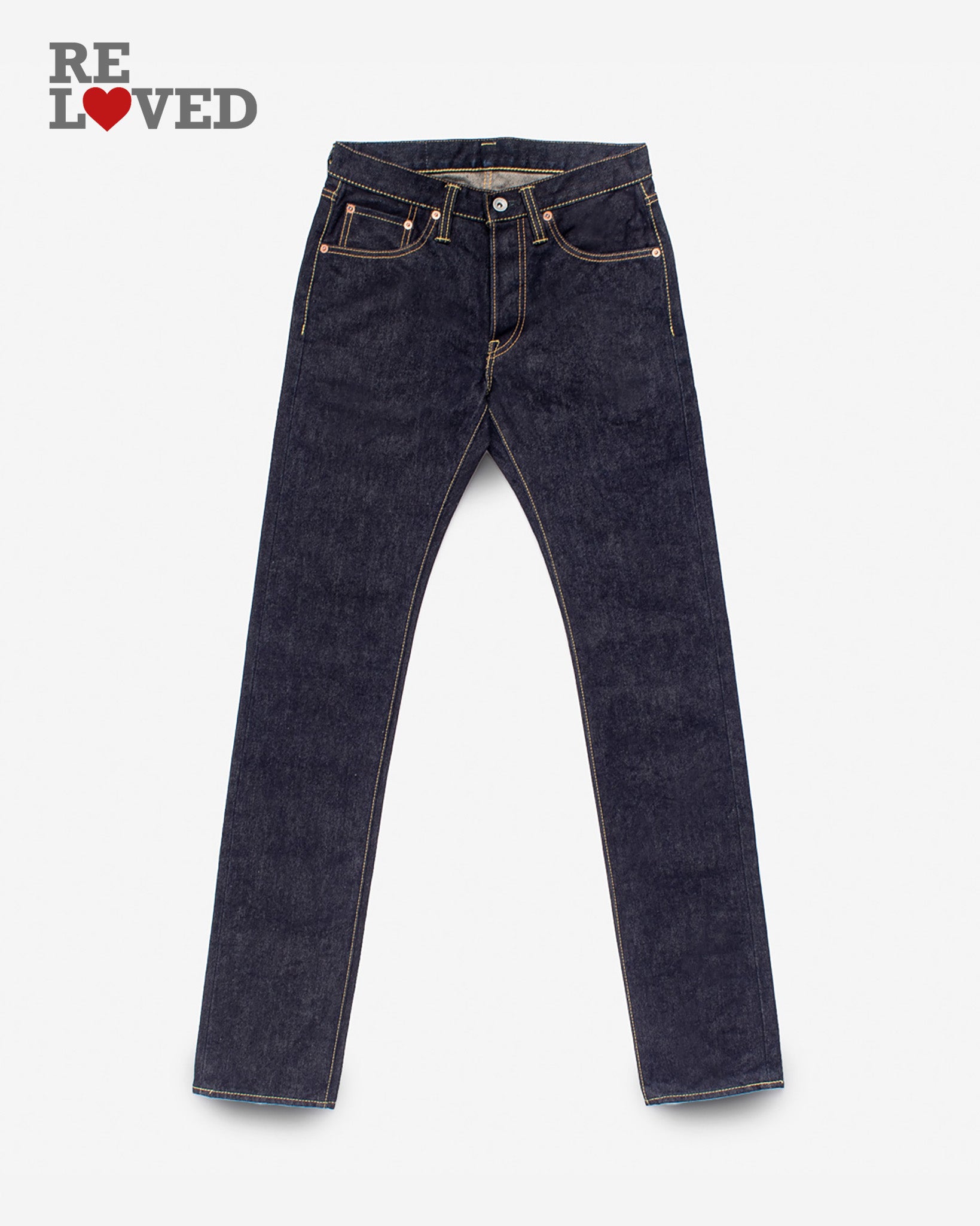 14oz Selvedge Denim Slim Tapered Cut Jeans - Indigo (IH-777S-142) Tag 30, Hemmed to 28.5"