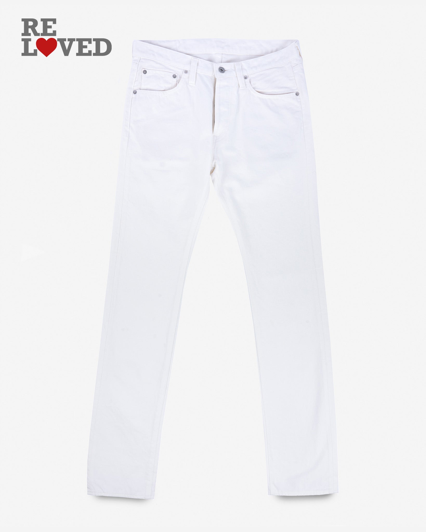 13.5oz Denim Slim Cut Jeans - White (IH-555-WT) Tag 35, Hemmed to 36.8"