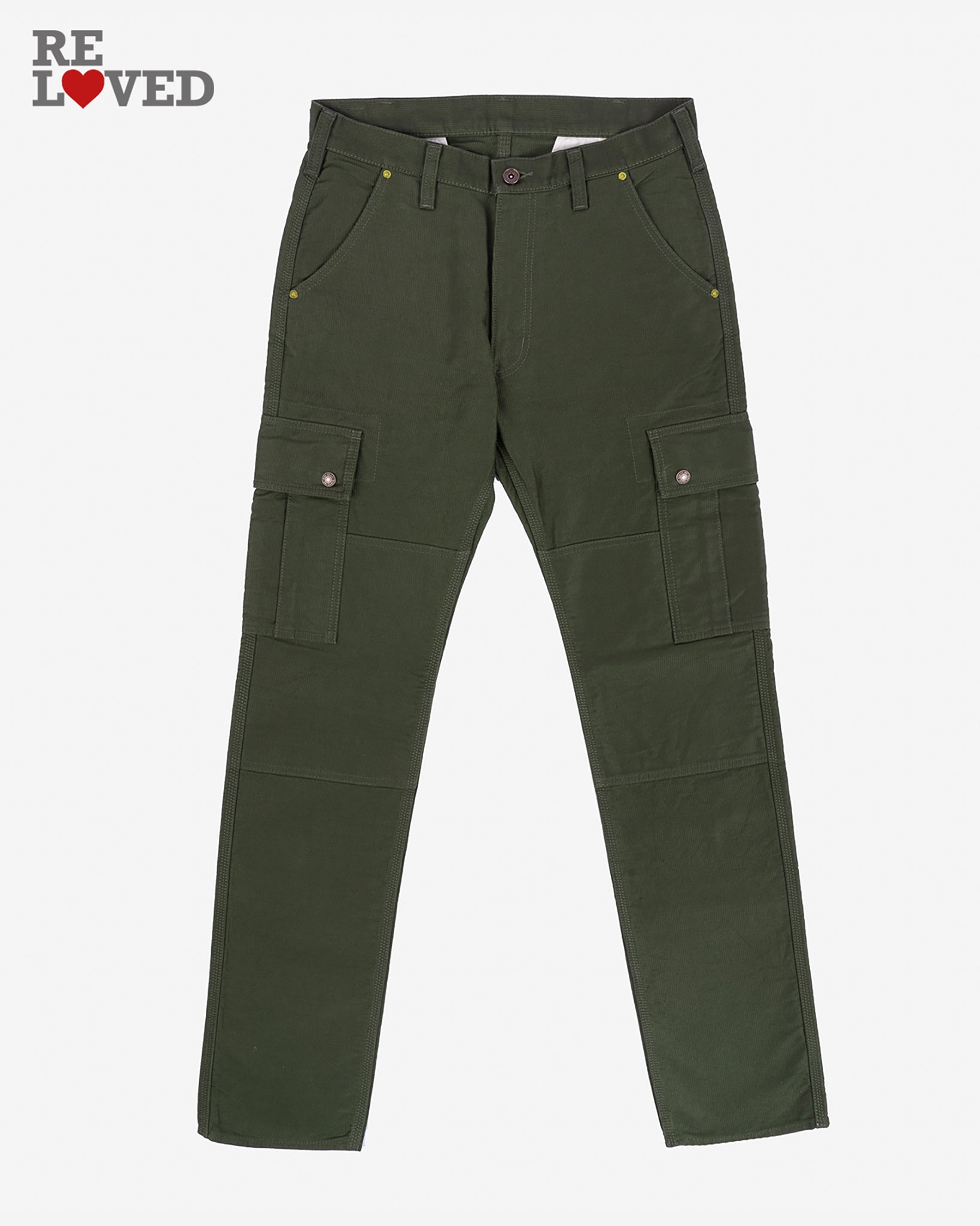 12oz Cotton Whipcord Cargo Pants - Olive (IHDR-502-ODG) Tag 35, Hemmed to 33.0"